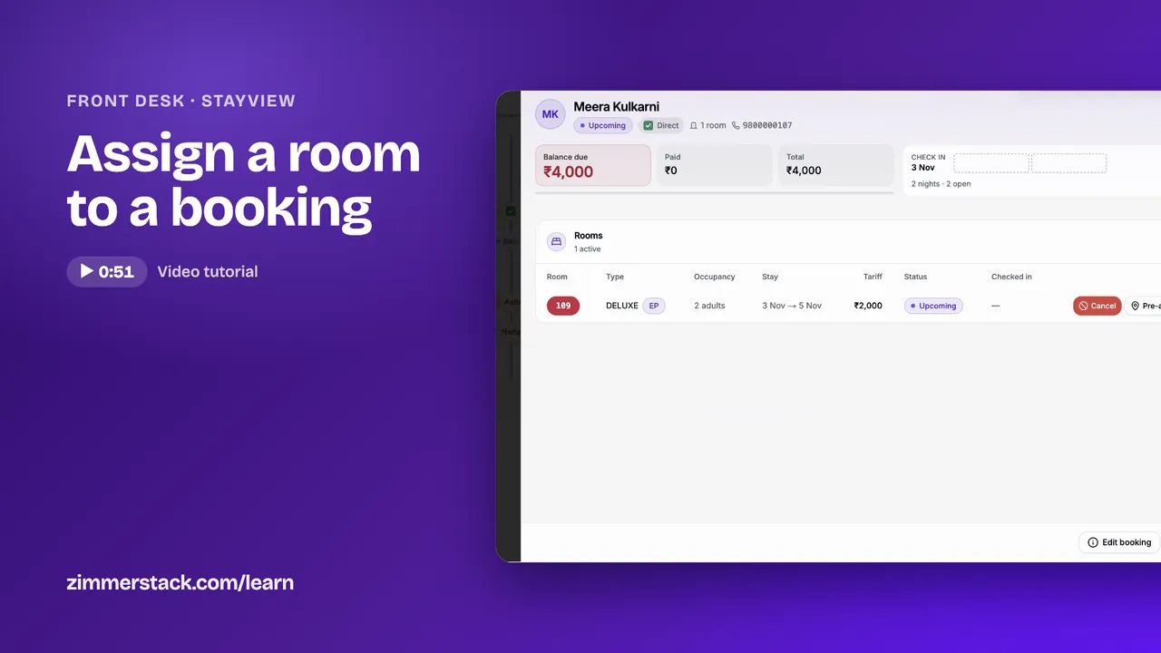 Assign a room to a booking
